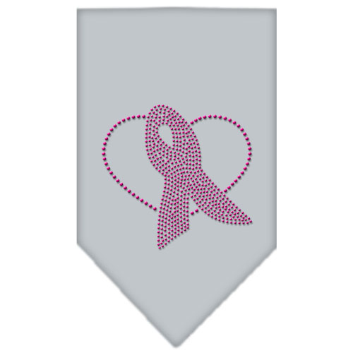 Pink Ribbon Rhinestone Bandana Grey Small